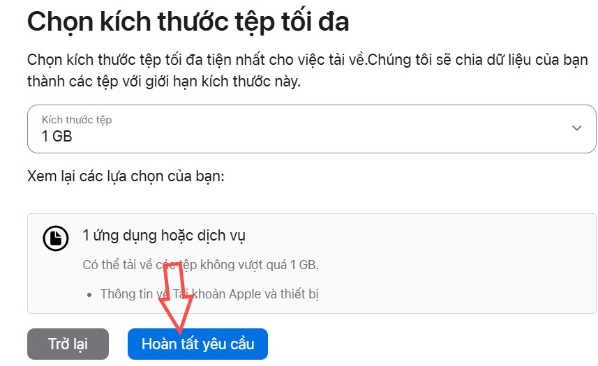 Yêu cầu tải dữ liệu Apple