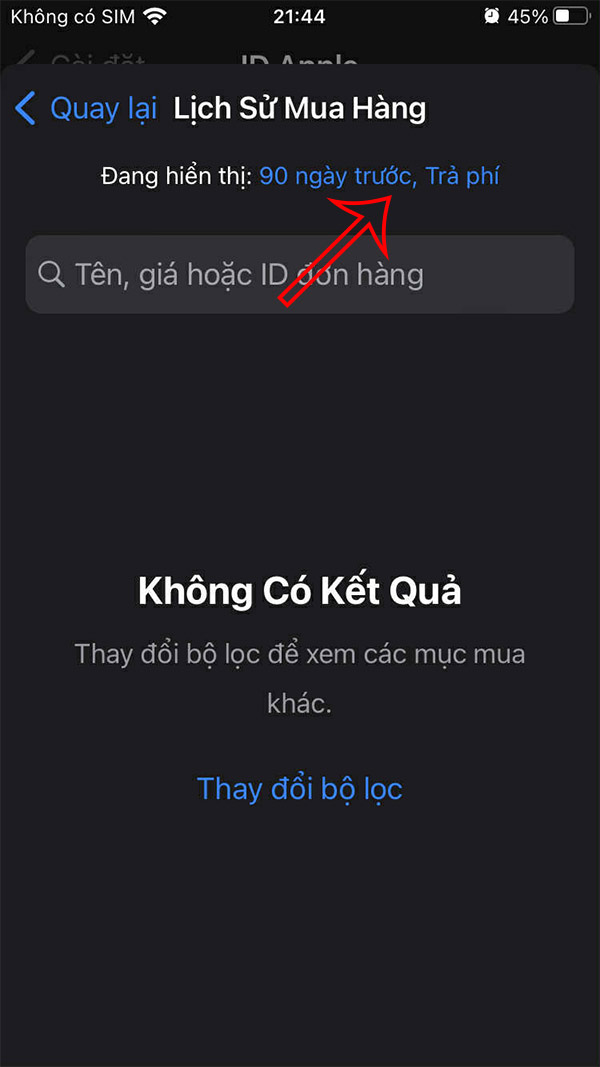 Chọn thời gian lọc