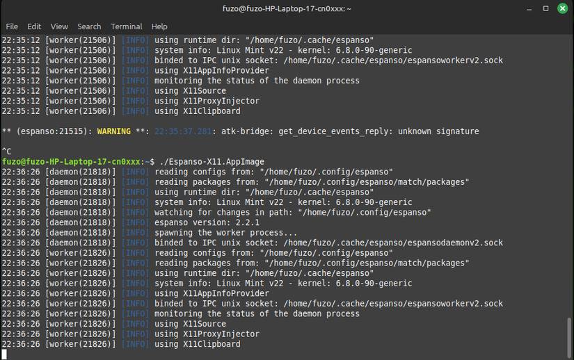 Khởi động Espanso