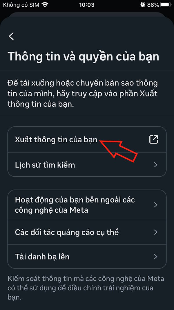Xuất thông tin của bạn 
