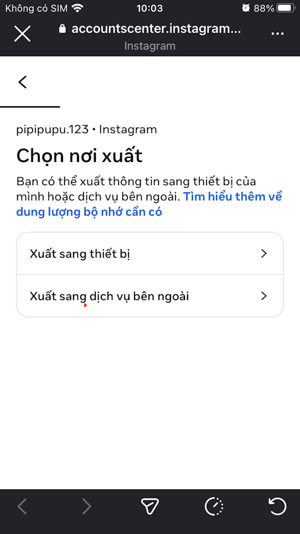 Chọn nơi xuất dữ liệu