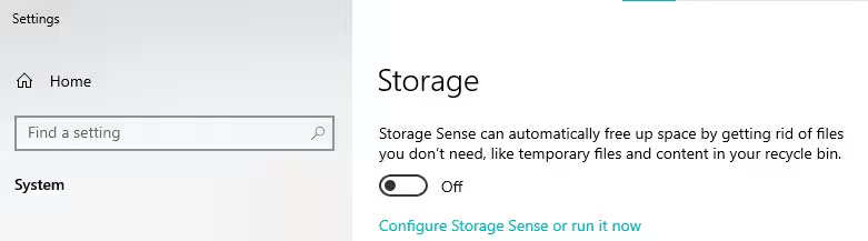 Bật Storage Sense