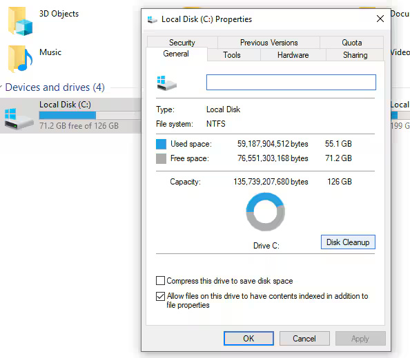 Chọn tùy chọn Disk Cleanup