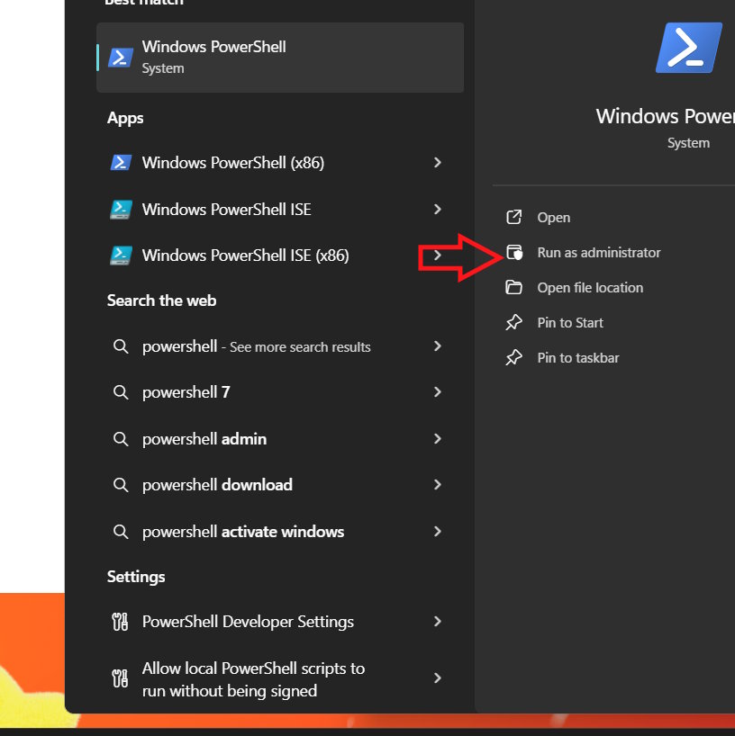 Chạy PowerShell quyền Admin 