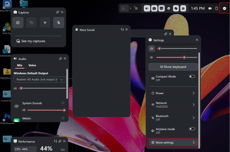 Mở cài đặt Xbox Game Bar