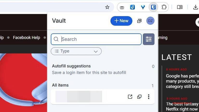 Kho lưu trữ Bitwarden trong tiện ích mở rộng Google Chrome