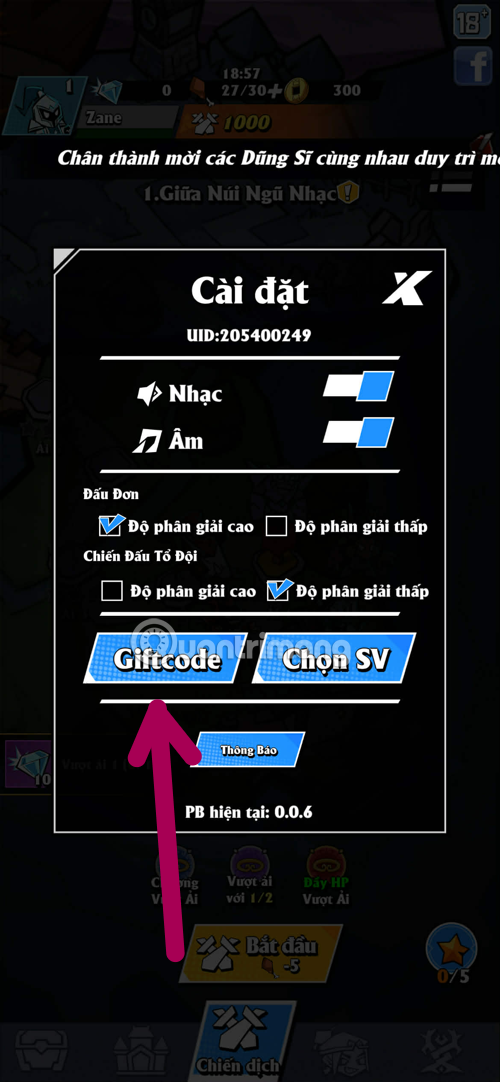 chiến thần mini giftcode