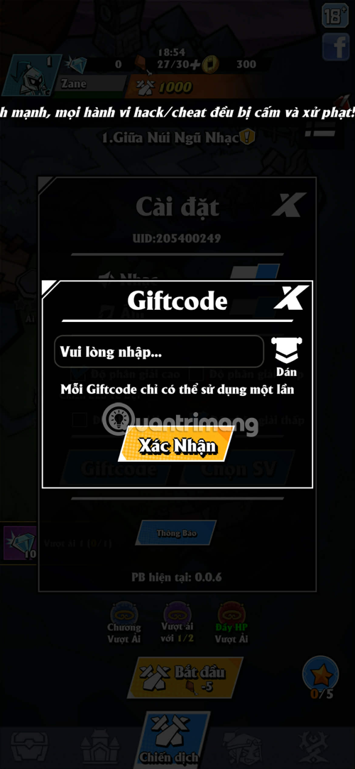 giftcode chiến thần mini