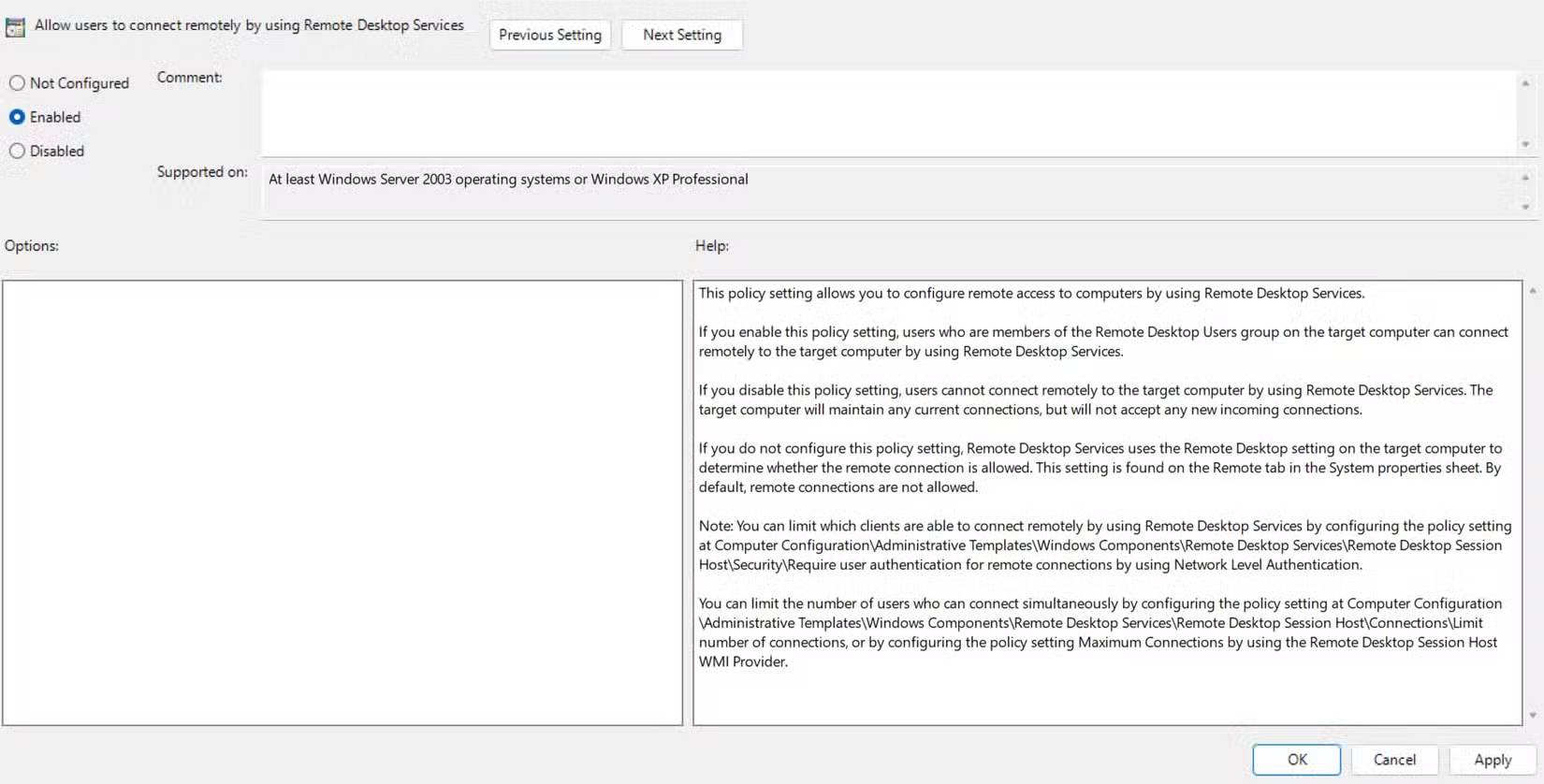Bật hoặc tắt truy cập Remote Desktop 