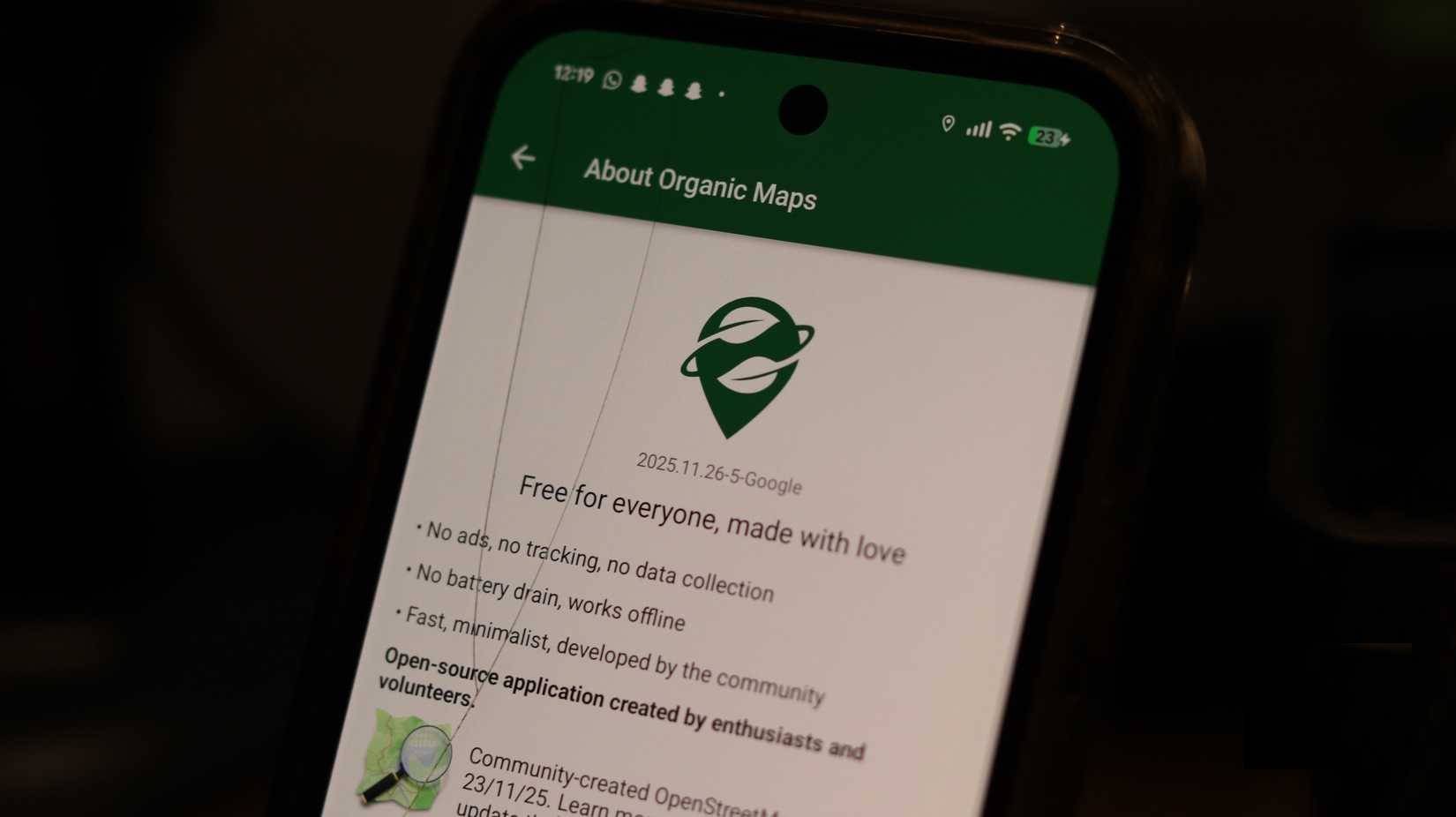 Trang giới thiệu về Organic Maps