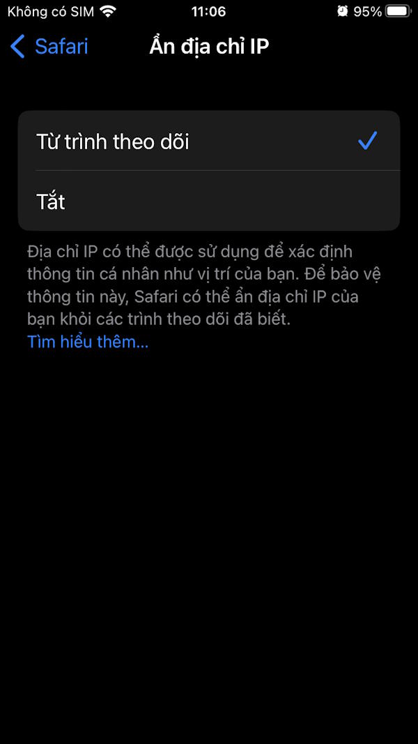 Ẩn địa chỉ IP trên iPhone