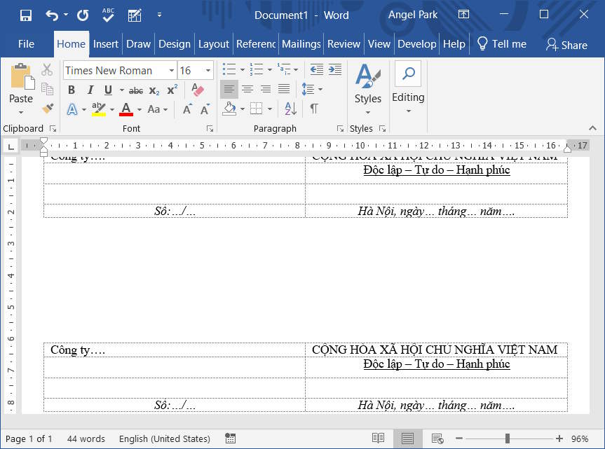 Viết quốc hiệu tiêu ngữ nhanh trong Word