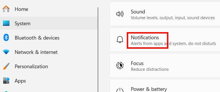 Notifications Windows 11
