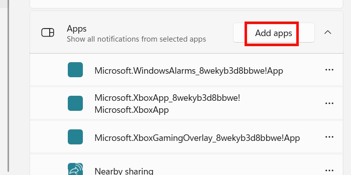 Thêm thông báo ứng dụng ưu tiên Windows 11