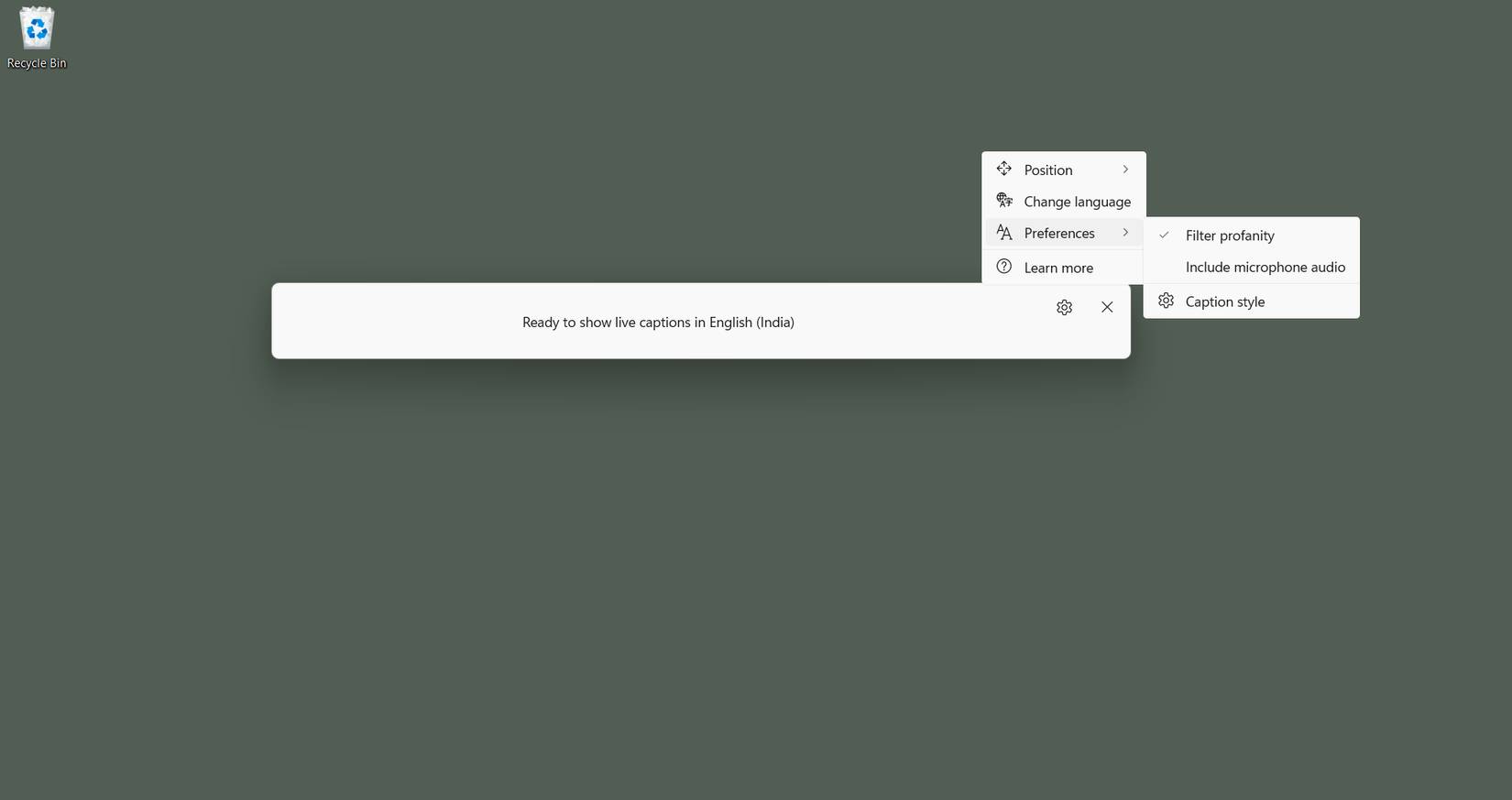 Lọc từ ngữ tục tĩu trong cài đặt thanh phụ đề trực tiếp