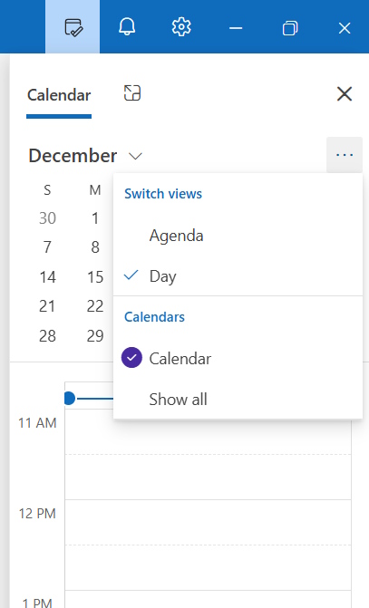 Bảng xem công việc hàng ngày Outlook
