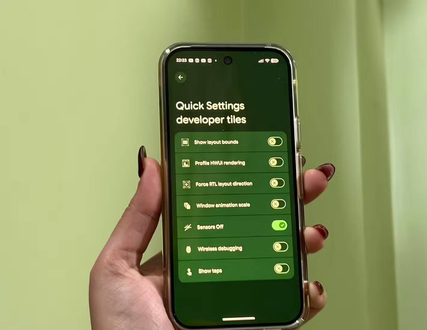 Tính năng Sensors Off được bật trên Google Pixel 10 Pro