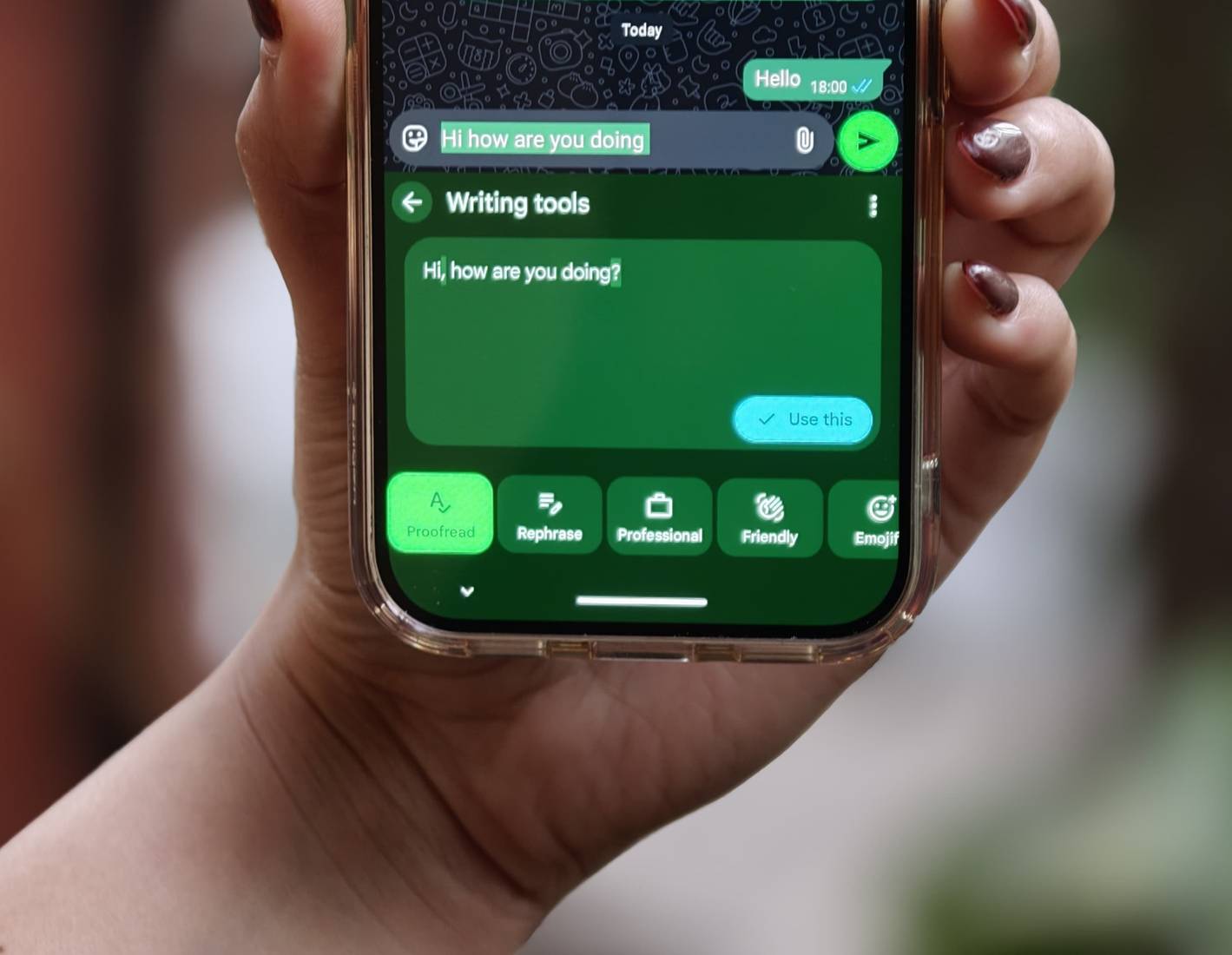 Writing tools trên Google Pixel 10 Pro