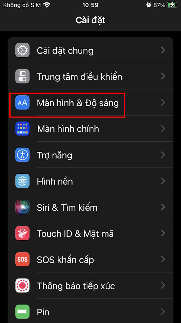 Màn hình và độ sáng iPhone