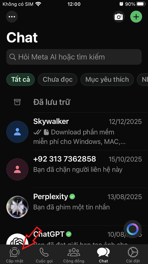 Giao diện WhatsApp