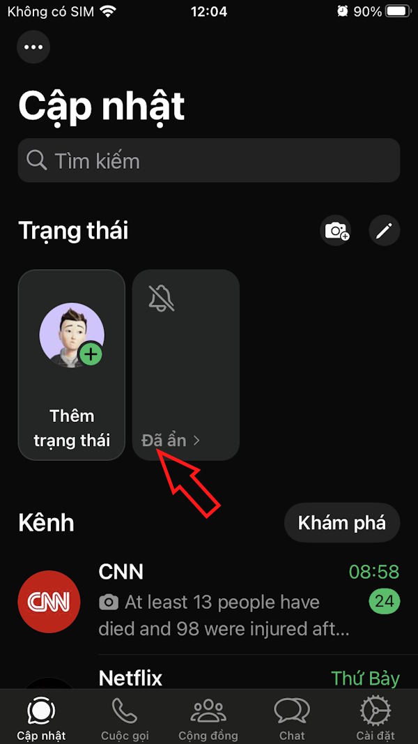 Các status WhatsApp bạn bè đã ẩn