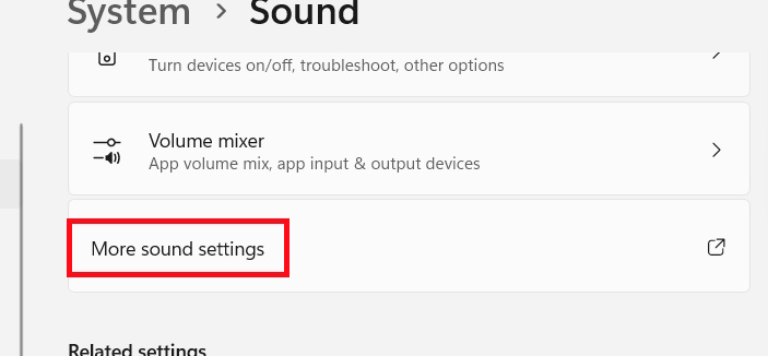 More Sound Settings Windows 11