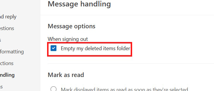 Tự động dọn sạch thư mục Deleted Items Outlook