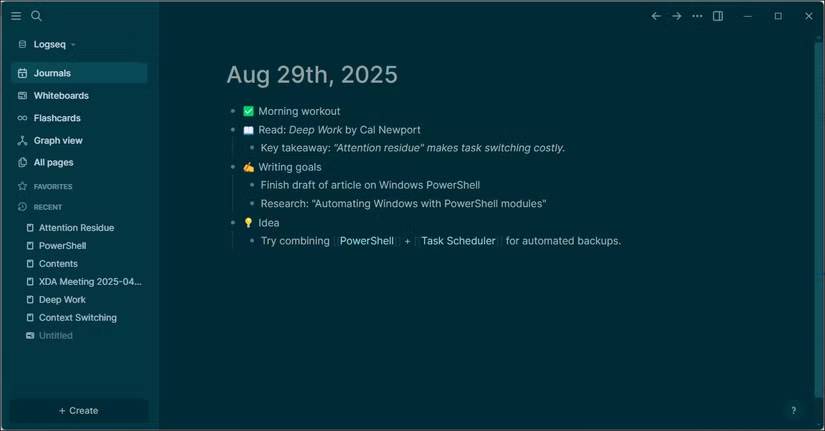 Ứng dụng Logseq trên Windows 11