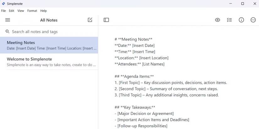 Simplenote trên Windows