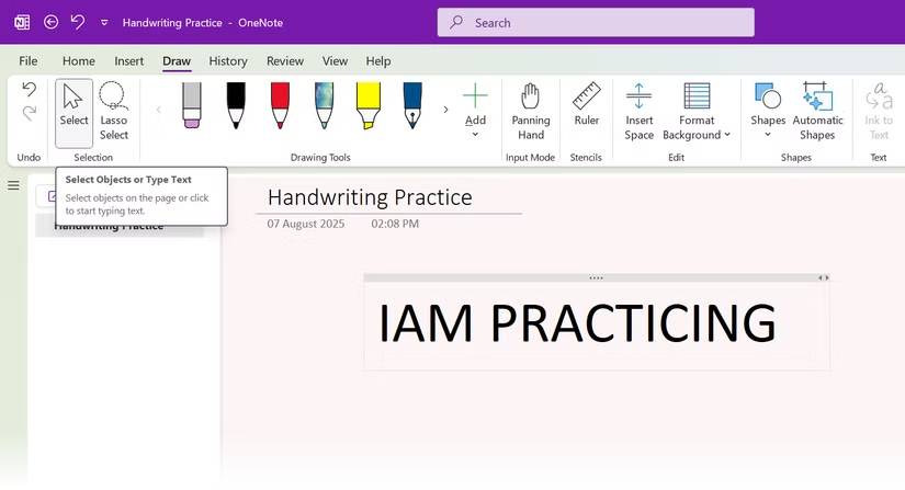 Ví dụ về chuyển đổi chữ viết tay của OneNote