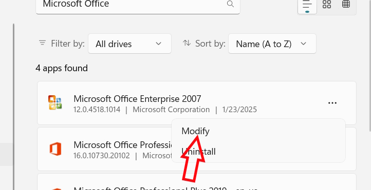 Sửa lỗi ứng dụng Microsoft Office