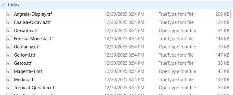 Bộ font chữ chào năm mới