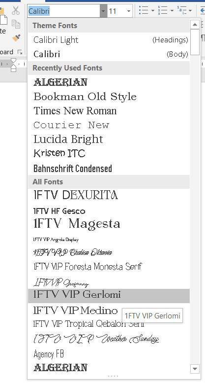 Danh sách font chữ năm mới đã cài đặt