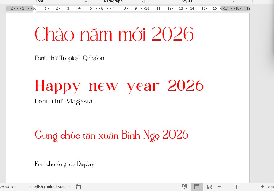 Font chữ chào năm mới