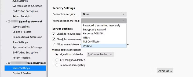 Truy cập Gmail trong Thunderbird bằng OAuth2