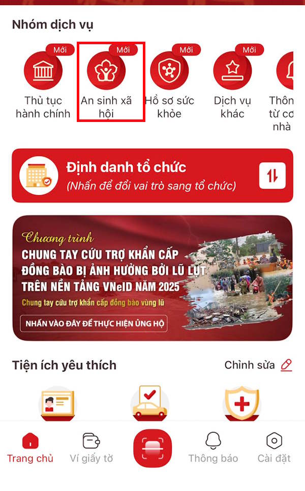 An sinh xã hội trên VneID