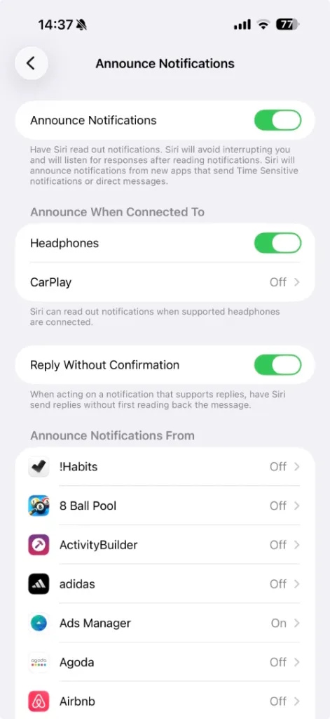 Chọn ứng dụng thông báo bằng Siri iPhone