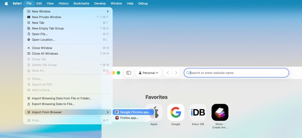 Nhập dữ liệu từ Chrome sang Safari