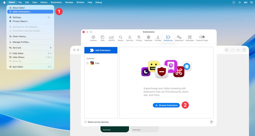 Cài đặt các tiện ích cho Safari