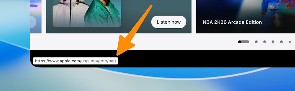 Hiện URL dưới Safari
