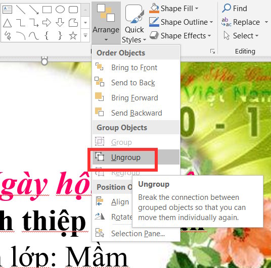 Bỏ nhóm Textbox với đối tượng khác