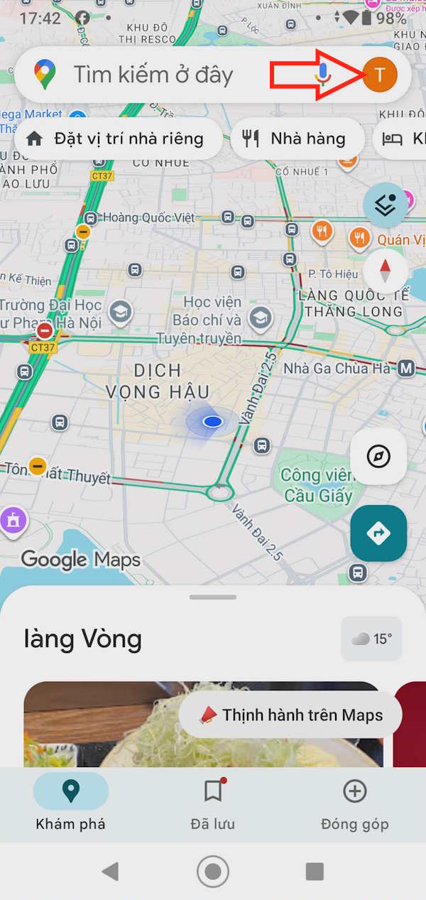 Giao diện Google Maps