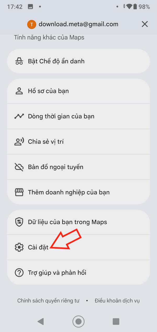 Cài đặt Google Maps