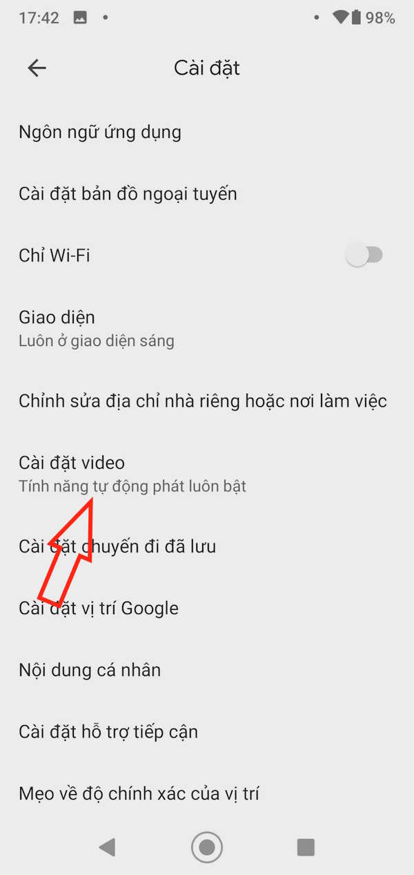 Cài đặt video Google Maps
