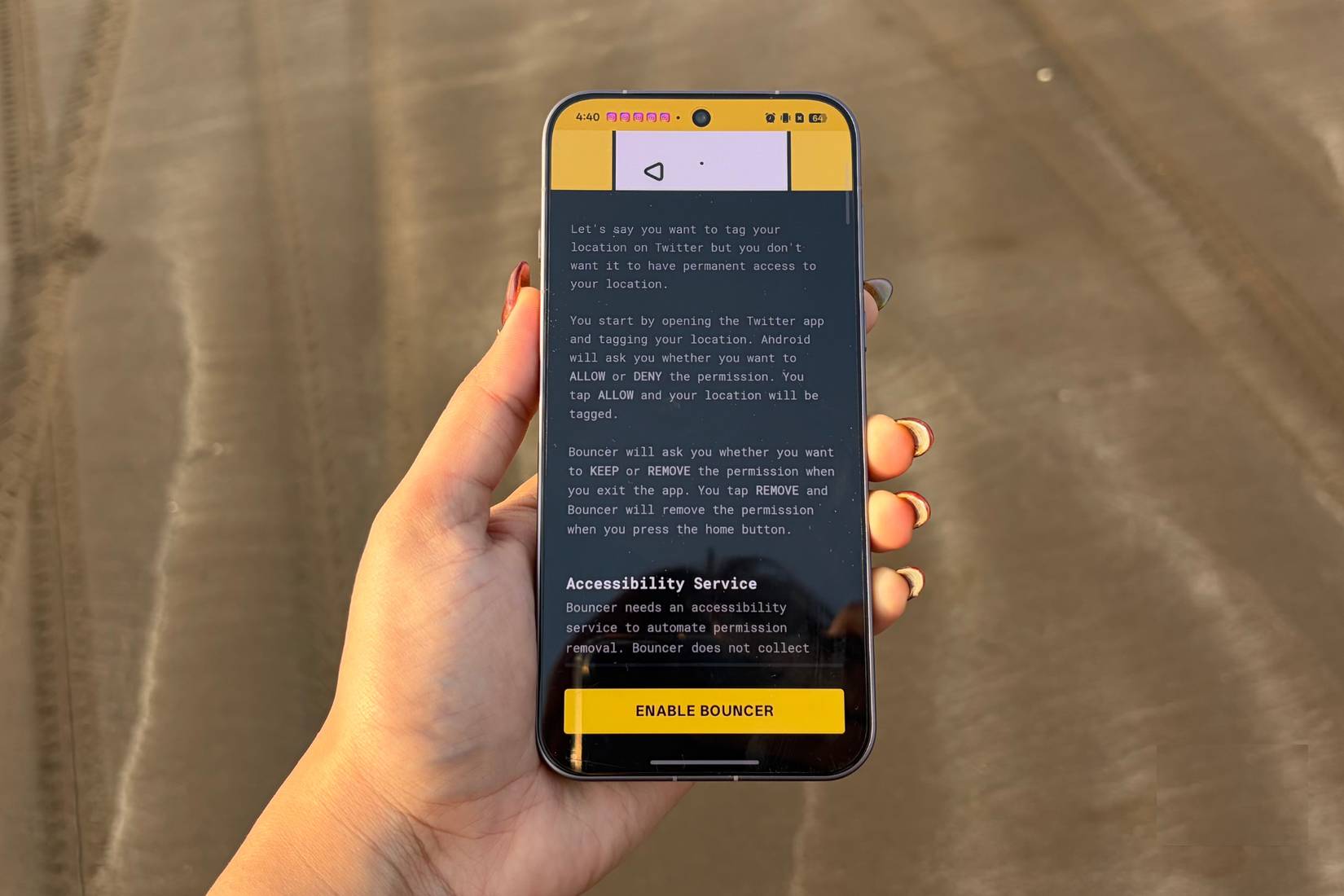 Tính năng trợ năng của ứng dụng Bouncer