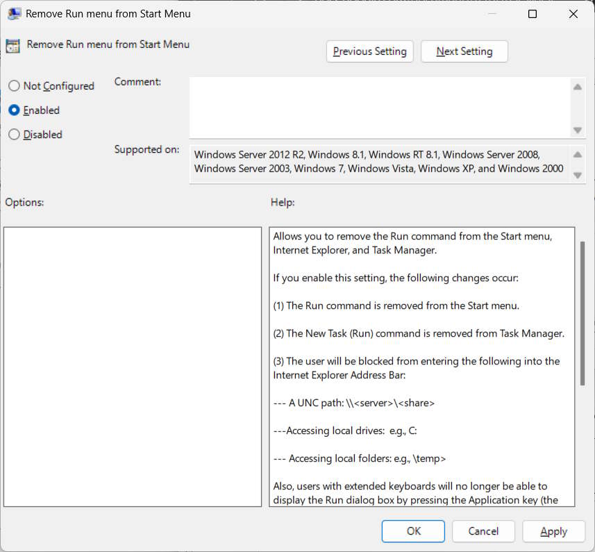 Cách vô hiệu hóa hộp thoại Run trên Windows 11