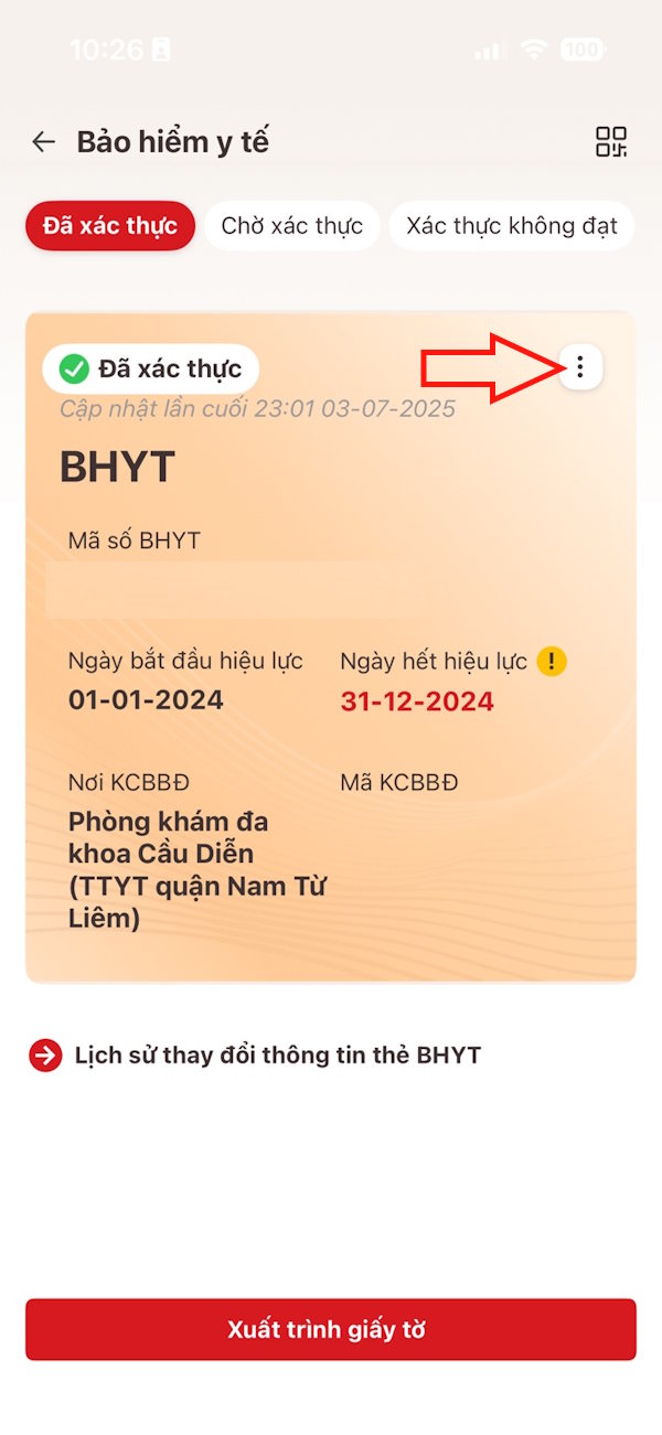 Thẻ BHYT trên VNeID