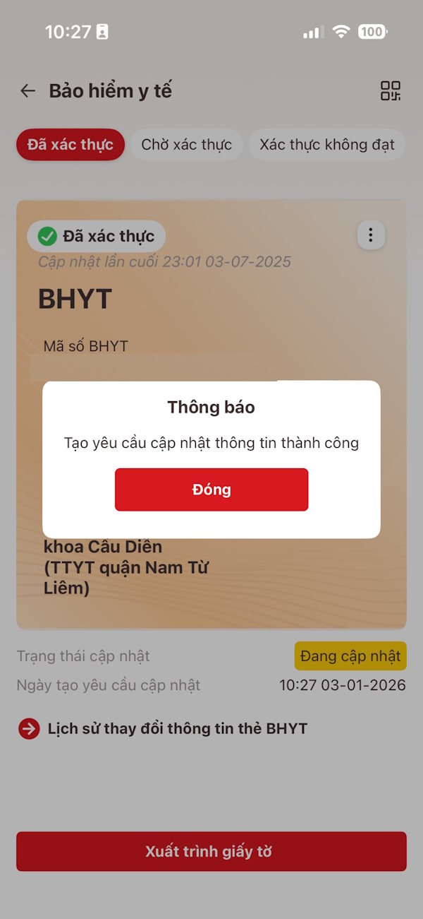 Cập nhật thẻ BHYT trên VNeID