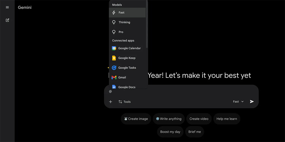 Tùy chọn Model từ Gemini