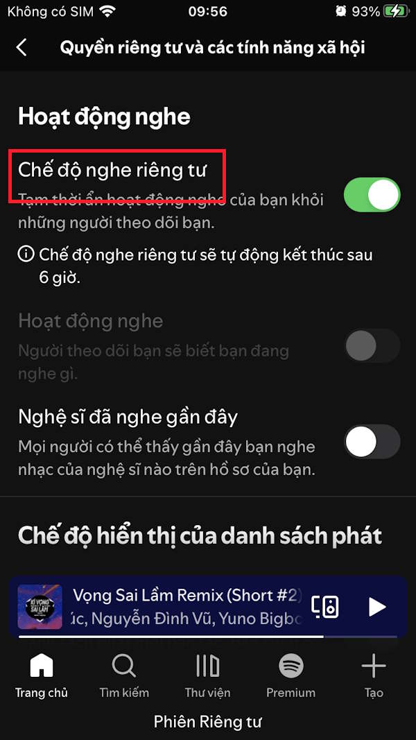 Nghe nhạc riêng tư Spotify